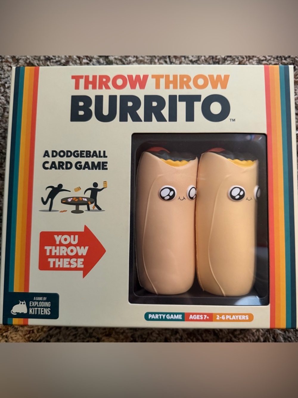 Like New- Throw Throw Burrito Party Card Game - Beige Plush Burritos
